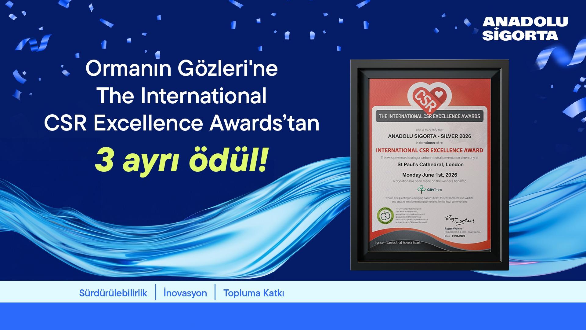 Anadolu Sigorta’nın “Ormanın Gözleri” projesine Londra’dan üç ödül